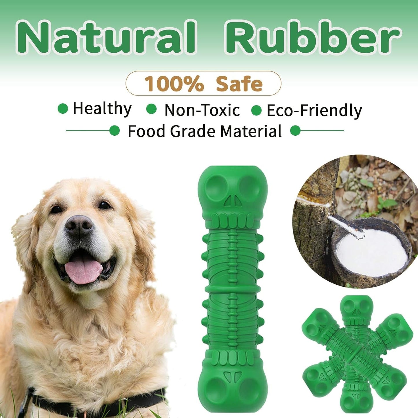 Dog Squeaky Toys Almost Indestructible Tough Durable Dog Toys Dog Chew Green Toys Large Medium Dogs Aggressive Chewers Stick Toys Chew Toys,Milk Flavor Non - Toxic Natural Rubber Skulls Dog Toys - myshop
