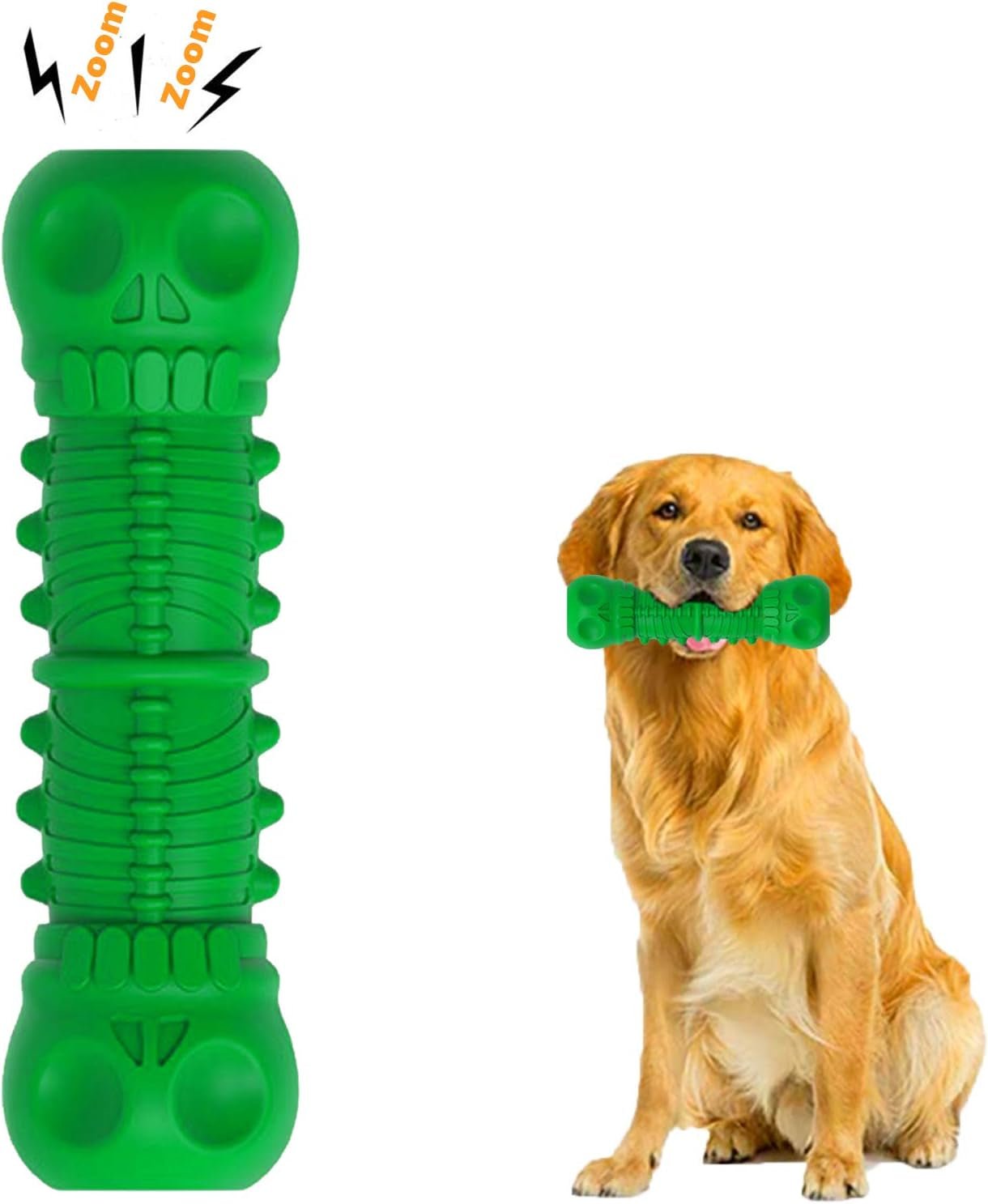 Dog Squeaky Toys Almost Indestructible Tough Durable Dog Toys Dog Chew Green Toys Large Medium Dogs Aggressive Chewers Stick Toys Chew Toys,Milk Flavor Non - Toxic Natural Rubber Skulls Dog Toys - myshop