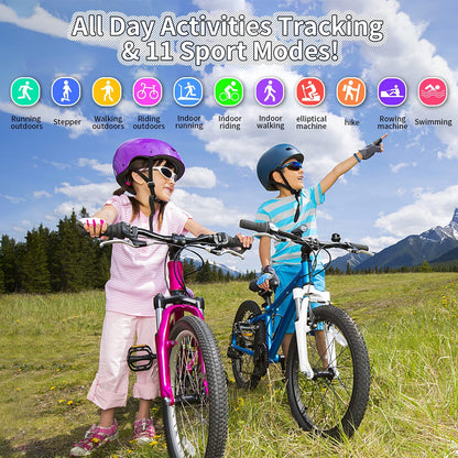 Children's Fitness Tracker Watch, Activity Monitor with Pedometer, Stopwatch, IP68 Waterproof Rating, 11 Sport Modes Smart Watch for Ages 6-16