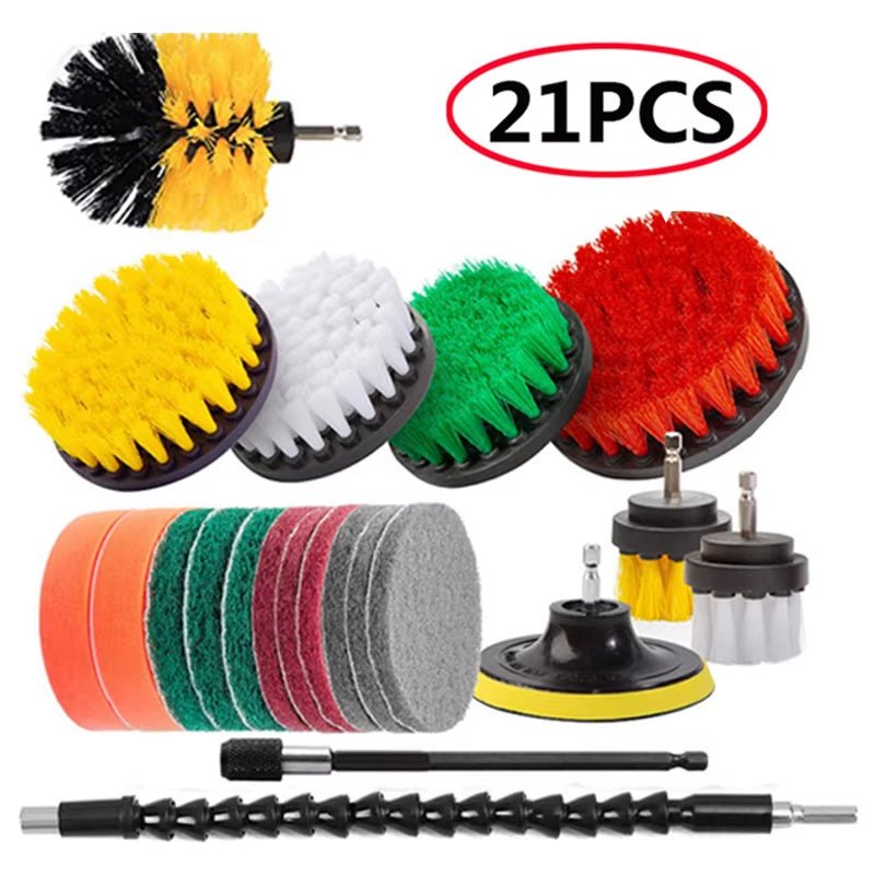 Electric Drill Brush Attachment Set Power Scrubber Brush Car Polisher Kitchen Bathroom Cleaning Tool Car Detailig Brushes - myshop