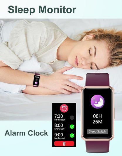 Fitness Tracker No Bluetooth No APP No Phone Needed, Fitness Watch for Men Women Parents IP68 Waterproof with Full Touch Screen Steps Calories Counter Sleep Tracker Alarm Clocks (Purple) - myshop