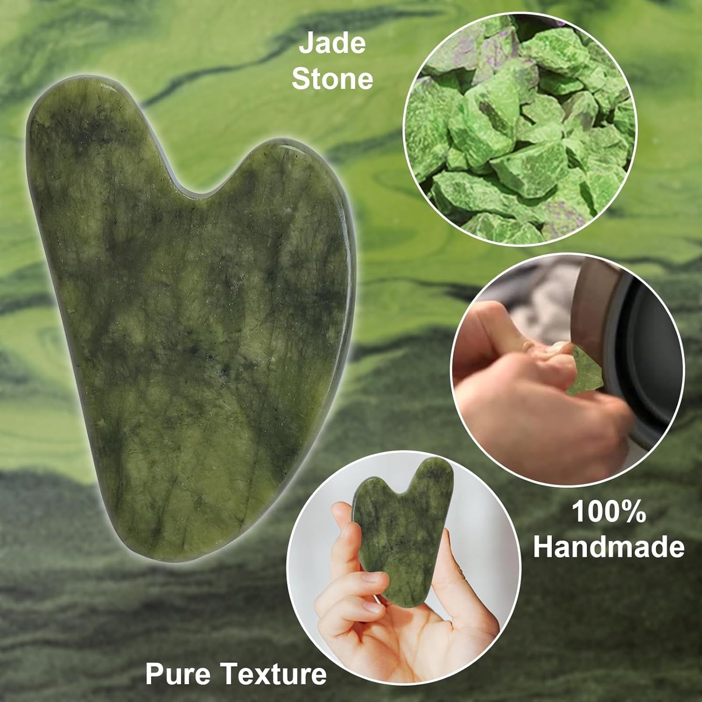 Gua Sha Facial Tools for Skin Care Massage Tools for Self Care Jade Body Guasha Stone Spa Kit Face Sculpting Tool for Beauty Puffiness Reduction Muscle Tension Relief Jawline Sculptor Green - myshop