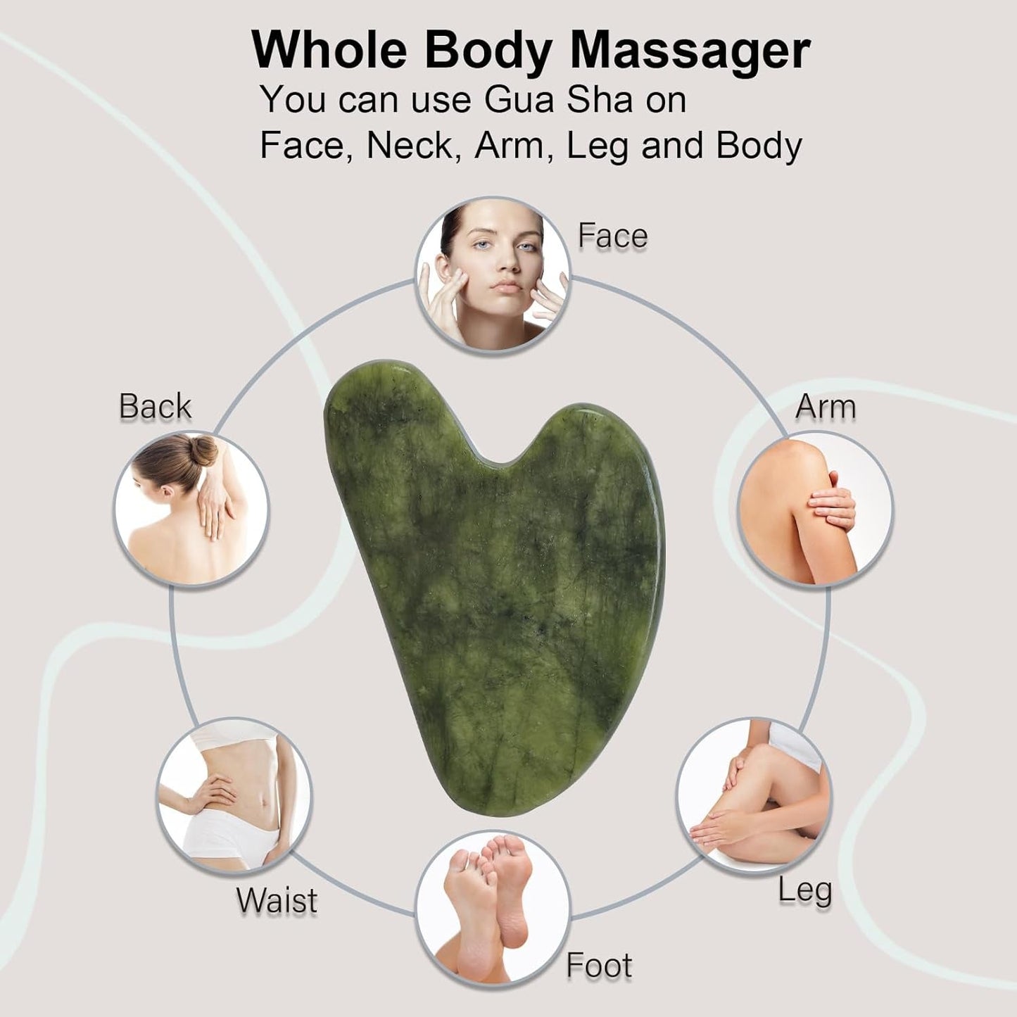 Gua Sha Facial Tools for Skin Care Massage Tools for Self Care Jade Body Guasha Stone Spa Kit Face Sculpting Tool for Beauty Puffiness Reduction Muscle Tension Relief Jawline Sculptor Green - myshop