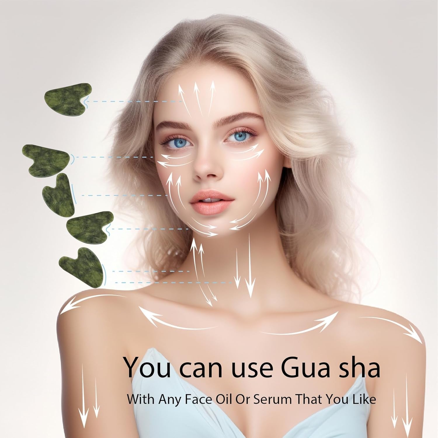 Gua Sha Facial Tools for Skin Care Massage Tools for Self Care Jade Body Guasha Stone Spa Kit Face Sculpting Tool for Beauty Puffiness Reduction Muscle Tension Relief Jawline Sculptor Green - myshop