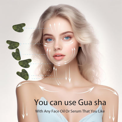 Gua Sha Facial Tools for Skin Care Massage Tools for Self Care Jade Body Guasha Stone Spa Kit Face Sculpting Tool for Beauty Puffiness Reduction Muscle Tension Relief Jawline Sculptor Green - myshop