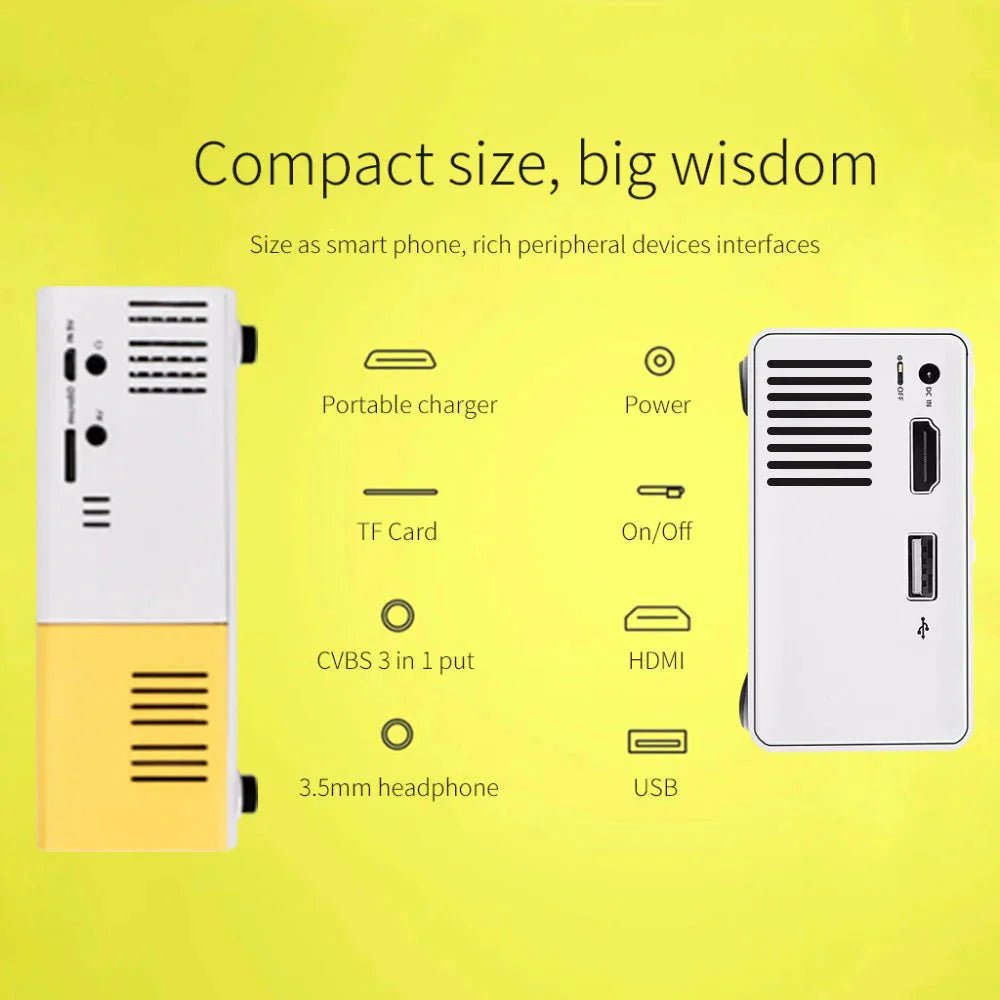 Mini Projector – 1080P Full HD Support, Portable LED Projector, 4K Video Playback, Multiple Connectivity Options - myshop