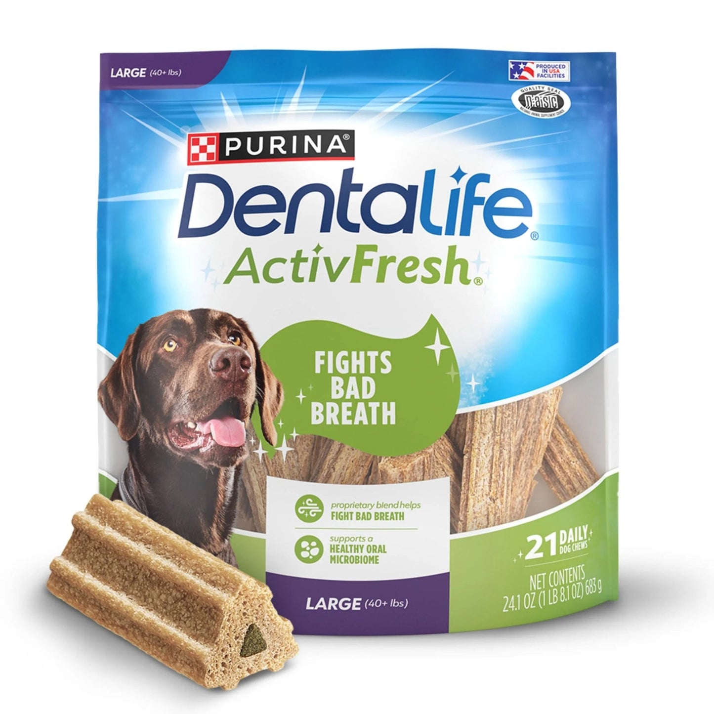 Purina Activfresh Chicken Flavor Large Breed Adult Dog Dental Chews – 24.1 Oz Pouch (21 Ct) - myshop