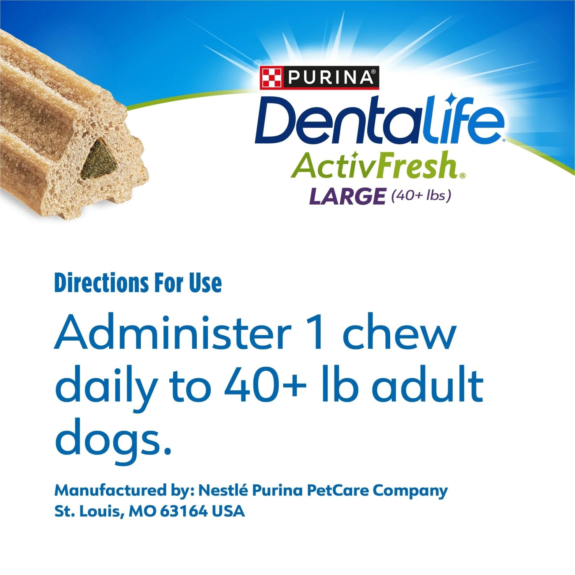 Purina Activfresh Chicken Flavor Large Breed Adult Dog Dental Chews – 24.1 Oz Pouch (21 Ct) - myshop