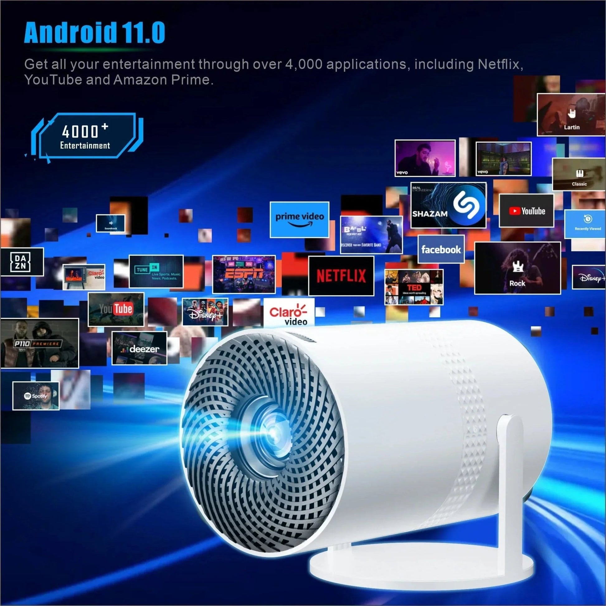 Salange P300 Mini Portable Projector - 4K 8K Video Decoding, 720P HD, Android 11, Wi - Fi, BT 5.1 - myshop
