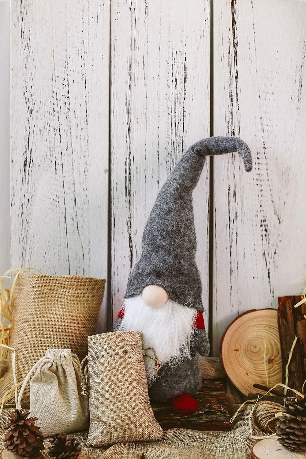 Scandinavian Tomte,Handmade Swedish Gnome, Yule Santa Nisse, Nordic Figurine, Plush Elf Toy, Home Decor, Winter Table Ornament, Christmas Decorations, Holiday Presents (Grey) - myshop