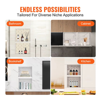 Succebuy Shower Niche Ready for Tile Shelf Organizer Corners Niche Recessed Sealed Protection Soap Storage for Shower Bathroom - myshoph