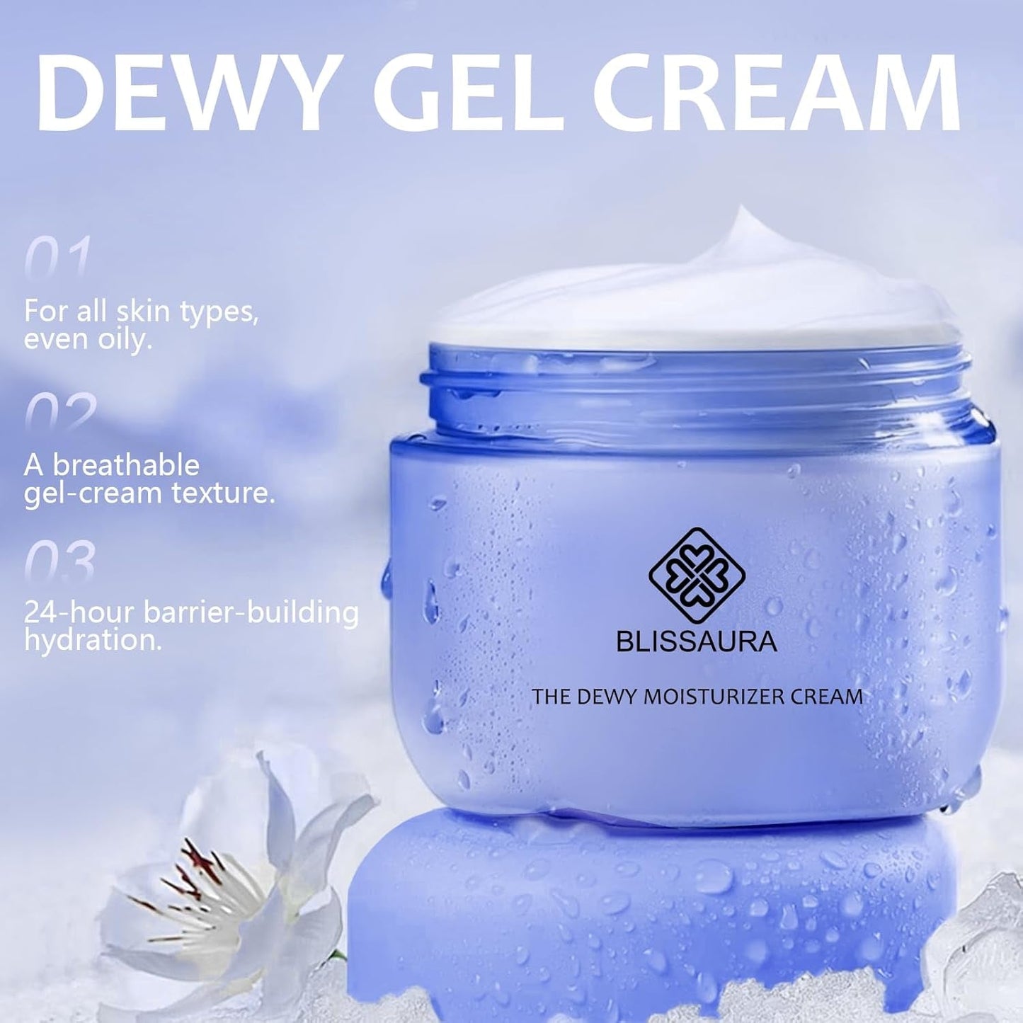 The Dewy Skin Cream Face Moisturizer Skin Care Face Cream Boost Water Gel Lightweight Oil - Free - Improve Skins Hydration 1.7 Fl Oz - myshop