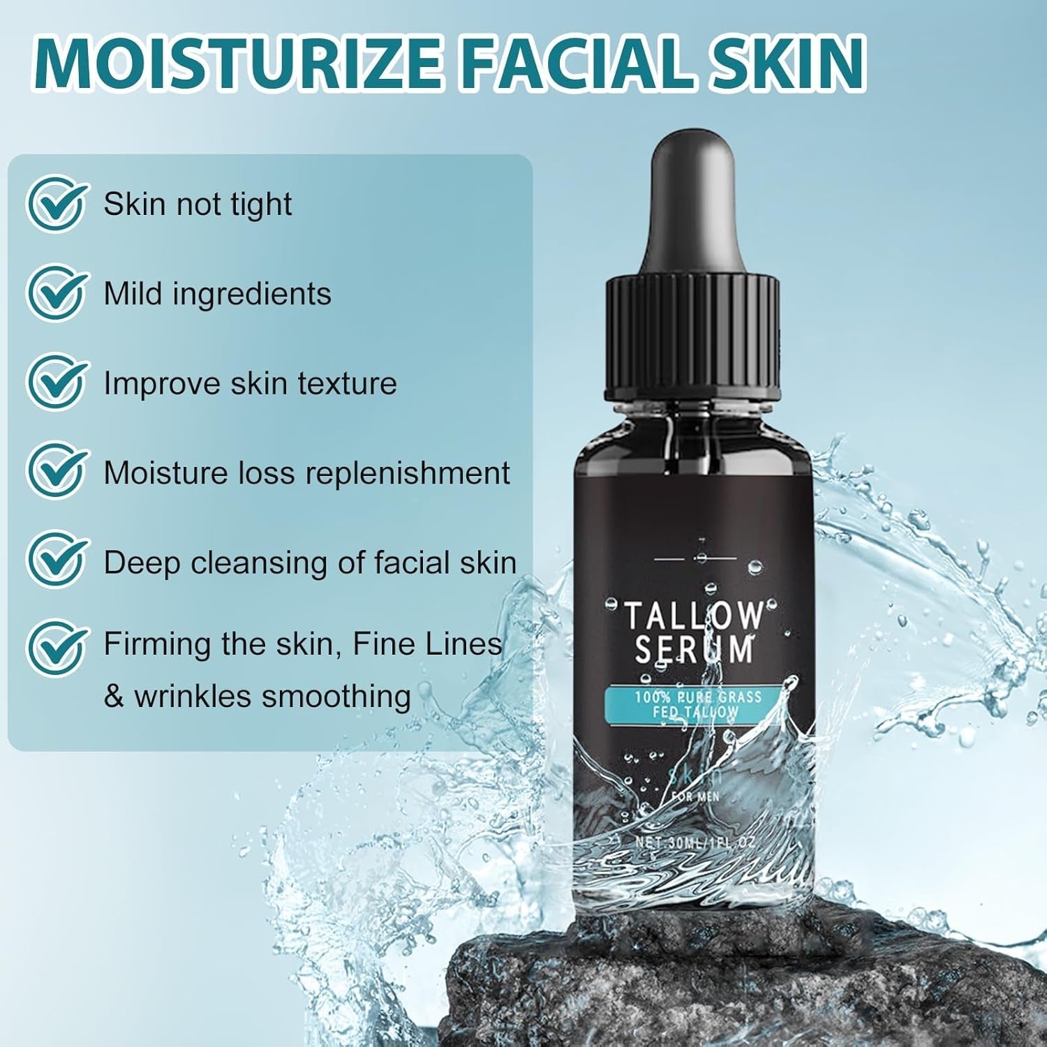 Wrinkle Defense Tallow Balm,Skin Care for Men,Natural Tallow Moisturizer Face,Beef Tallow Balm Face Moisturizer,Diminish Fine Lines,Wrinkles | Mens Skincare Kit(Cream & Face Wash & Night Serum) - myshop